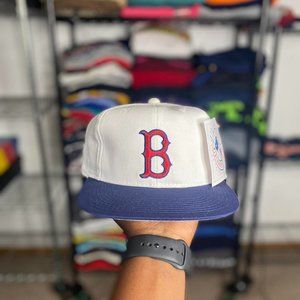 Vintage Boston Red Sox Hat Cap Snapback Logo White With Blue Brim Red “B” MLB